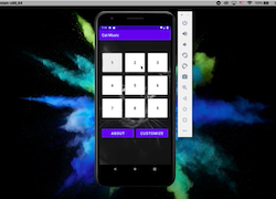 A screenshot of an Android phone simulator on a laptop, showing my cat sound keyboard app
